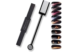SILPECWEE 2 Pcs Double-Head Magnetic Gel Nail Polish, 3d Cats Eyes Magnet for Nails, DIY UV Gel Cat Eye Manicure Magnetic Pen Wand Design Tools