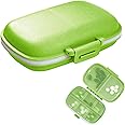 1Pack Travel Pill Organizer, 8 Compartments Portable Pill Case, Small Pill Box for Pocket Purse Portable Medicine Vitamin Container Green