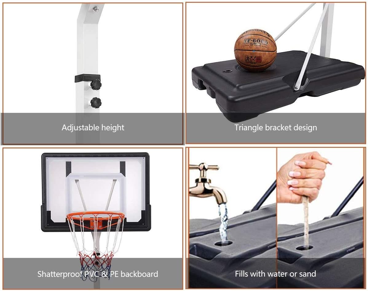 Cozyfit Portable Basketball Hoop & Goal Basketball System Basketball Equipment Height Adjustable 83”-125” Come with Basketball & Ball Pump for Youth Kids Indoor Outdoor Use (83) : Sports & Outdoors
