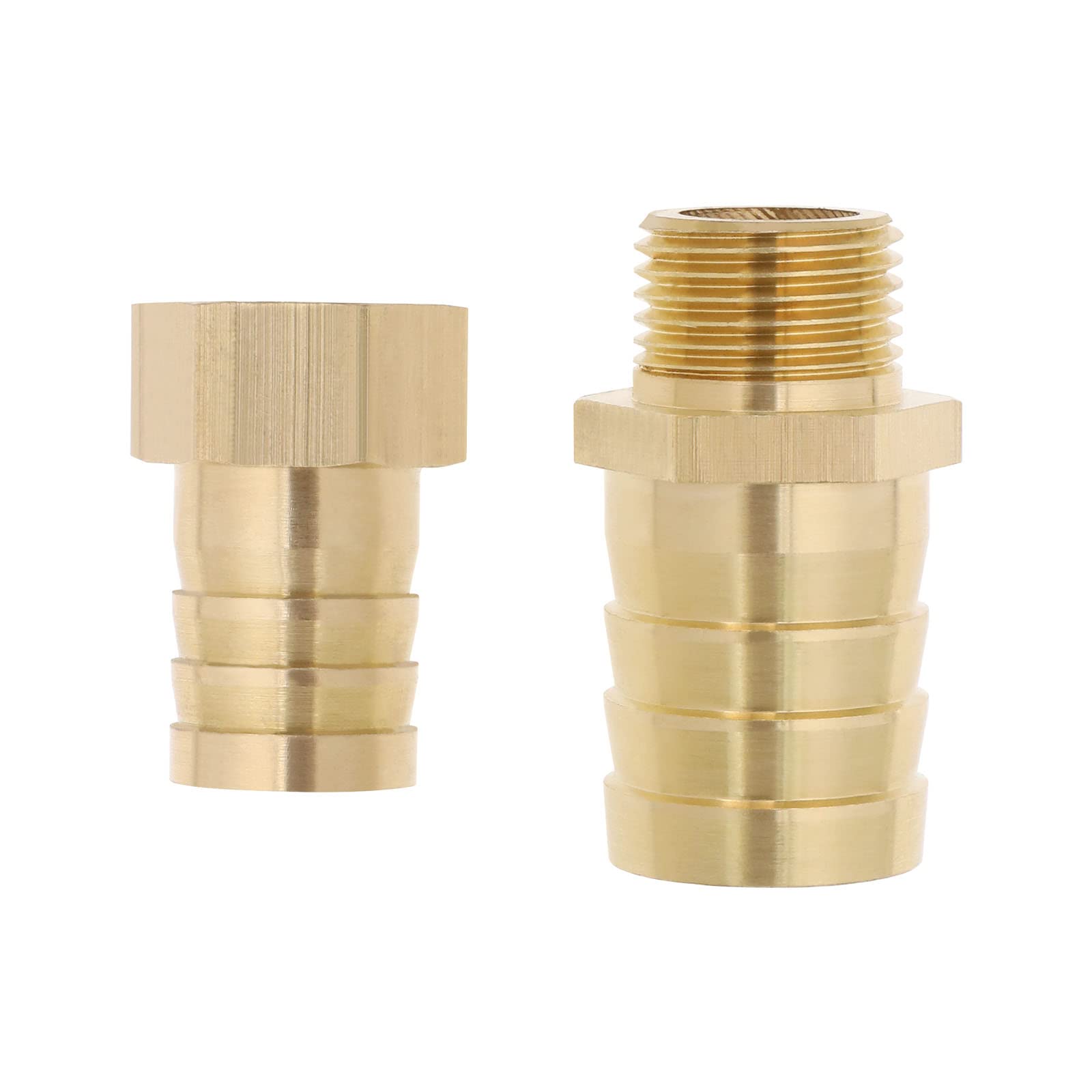 eMagTech Brass Barb Reducer 19mm to 25mm Hose Fitting Adapter Tube Splicer Joiner Connector Converter for Air Pipe Water Pipe Fuel Pipe Oil Pipe 1/2 Inch Thread
