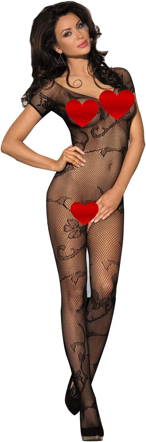 Sexy Lace See Through Hosiery Elastic Halter Fishnet Bodystocking (109black)