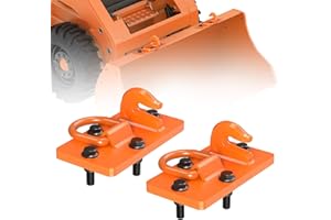 MKING Tractor Bucket Hook 3/8"（2 Pack） with Binding Loop, Grade 70 Forged Steel Bolt-On Grab Hook with Backing Plate for Tractors, Trailers, UTVs, Trucks, Max Load 15,000 lbs,Orange