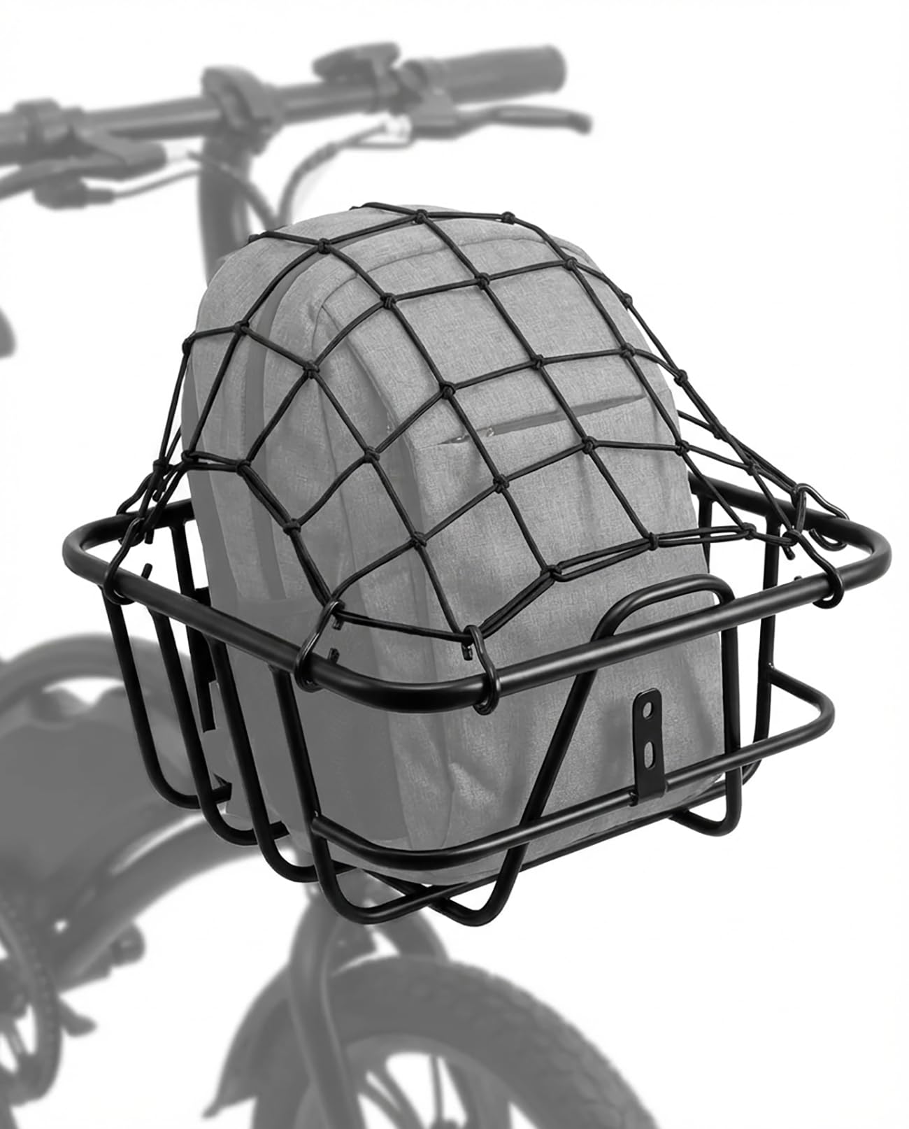 Photo 1 of ANZOME Electric Scooter Basket & Bike Handlebar Bag – Stable Metal Wire Carrier with Cargo Net & Rainproof Cover – Front/Rear Rack Attachment for Commuting, Groceries, & Pet Transport (Black)