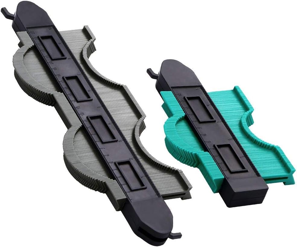 Contour Gauge 2 Pack Profile Gauge with Lock Plastic Contour Duplicator Gauge Wider Contour Ruler Outline Tool Measure The Shape for Accurate Measurement of Ceramic Tile Laminate (10 Inch+ 5 Inch)