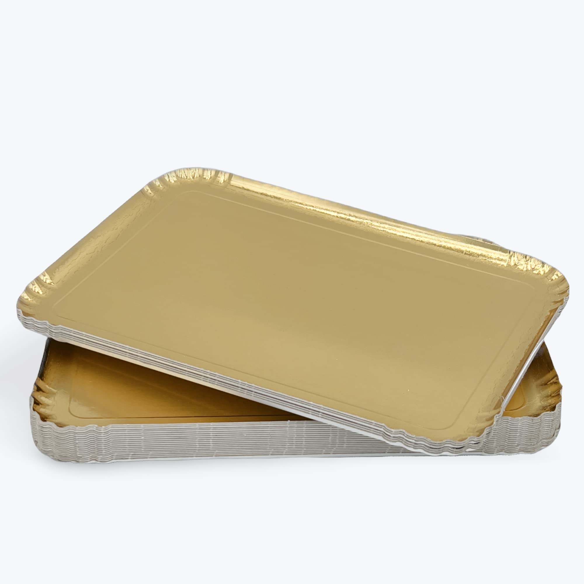 lepetitmitron -25 Gold Cardboard Trays - Presentation Trays for Pastries/Appetizers/Buffets (28 x 42 cm)