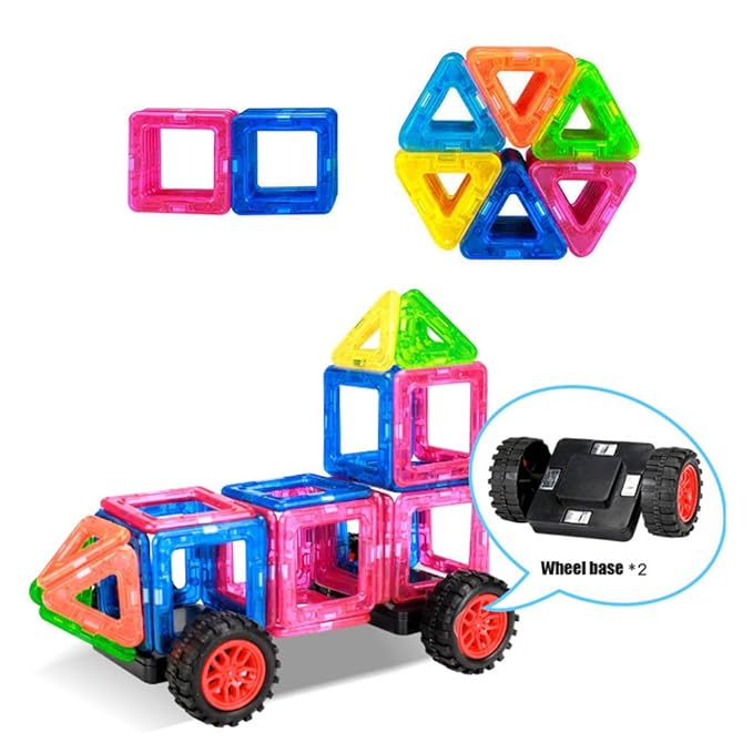 Magnetische Bausteine, 38 Stück Magnetische Bauklötze Set Kinder Pädagogische Spielzeug mit Räder Magnetspielzeug Geschenk fü