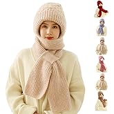 2026 Thickened Integrated Ear Protection Windproof Cap Scarf, Winter Warm Knitting Thick Warm Ear Guard Hat Scarf for Women