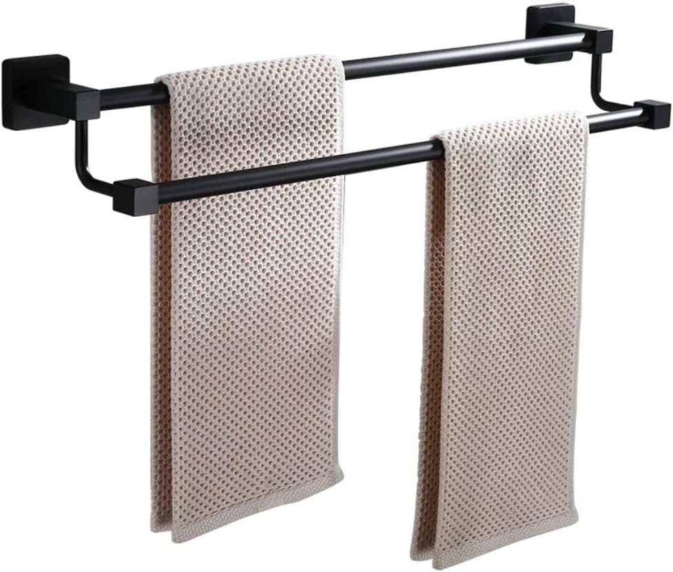 Square Black Matte Towel Bars 23.6 Inch Stainless Steel Towel Holder