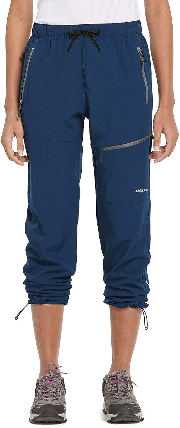 BALEAF Women's Hiking Cargo Pants Outdoor Lightweight Capris Water Resistant UPF 50 Zipper Pockets : Clothing