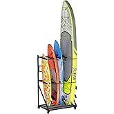 Lhysn Surfboard Rack for 4 Boards,Heavy Duty Two-Tier Design Indoor Display Stand with Wheels for Shortboard and Longboard Organizer,Vertical Storage Paddleboard Wakeboard Holder/Metal