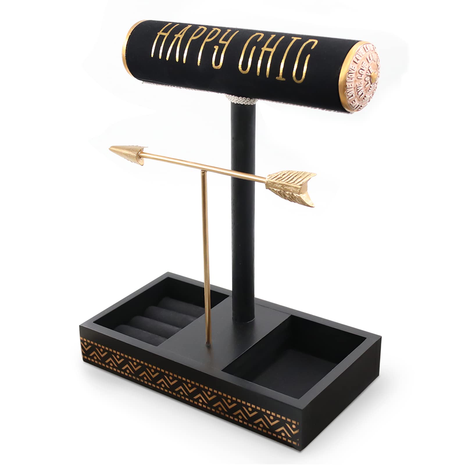 Newthinking Jewellery Stand Holder, Jewellery Organiser Hanging Stand, 2 Tier with Storage Tray Apply to Organize Necklaces Bracelets Key Earrings Rings and Watches