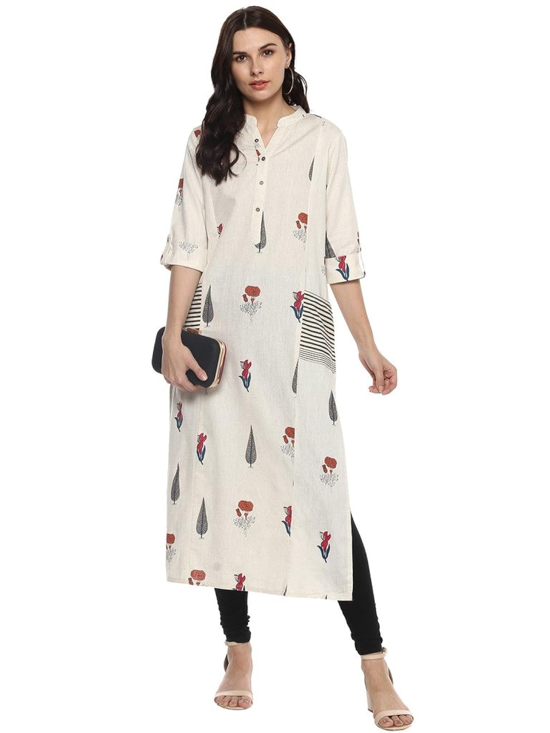 divena women's khadi straight kurti with pockets