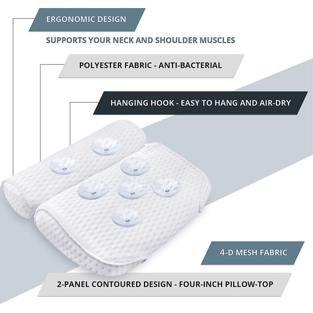 AmazeFan Bath Pillow, Bathtub Spa Pillow with 4D Air Mesh Technology and 7 Suction Cups, Helps Support Head, Back, Shoulder and Neck, Fits All Bathtub, Hot Tub, Jacuzzi and Home Spa : Beauty
