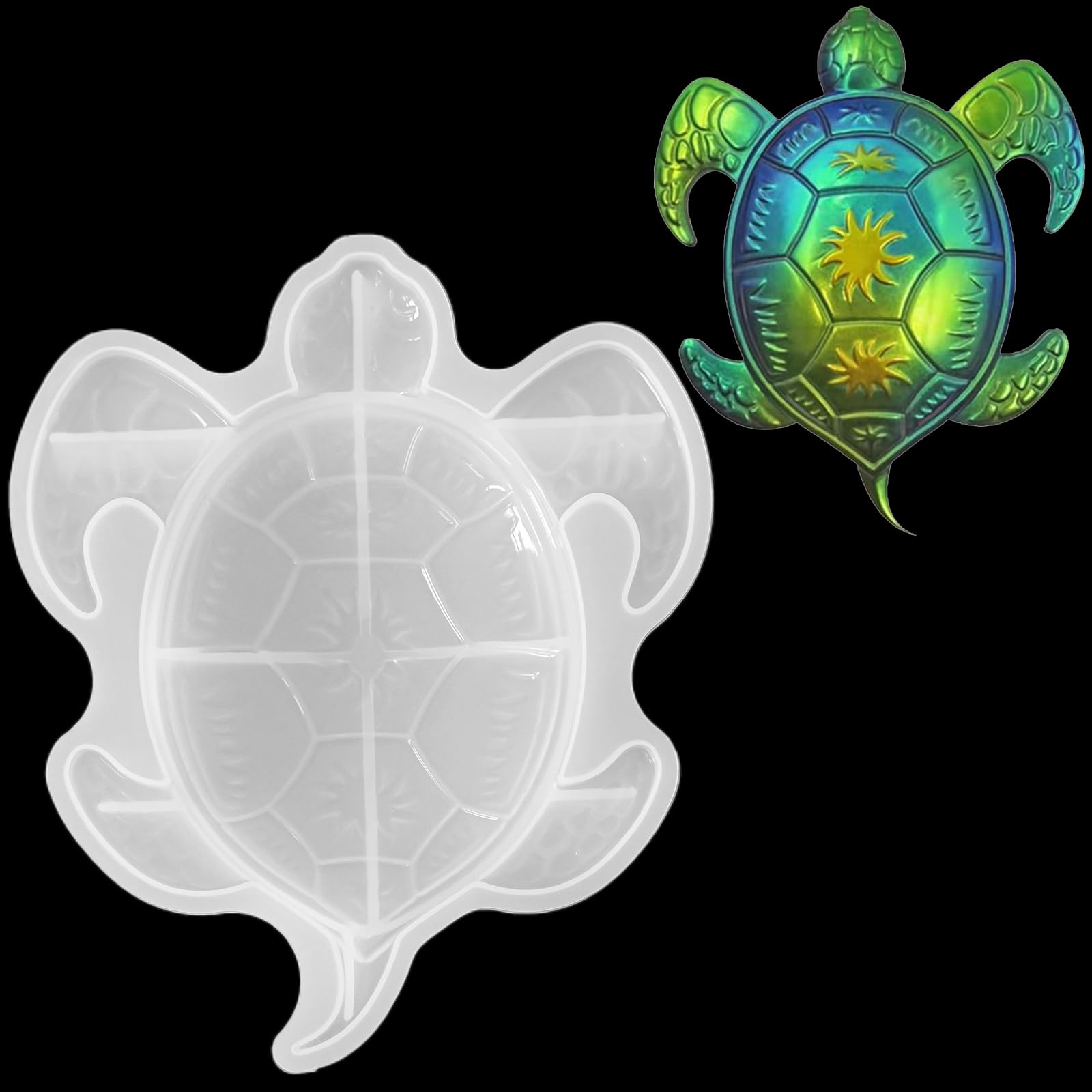 Photo 1 of SOBEIT Semi Sea Turtle Resin Mold - Silicone Epoxy Resin Casting Mold for Wall Hanging, Home Decor, Coaster, DIY Crafts
