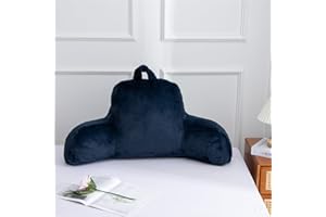 Meeting Story Plush Shaggy Reading Pillows with Arms Faux Fur Bed Rest Pillow for Adults, Teens, Kids (Dark Blue)