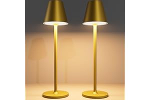 Timjorman LED CordlessTable Lamp,4000mAh Rechargeable Battery Desk lamp,3 Level Brightness Beside Night Light, Minimalist Design, for Couple Dinner/Coffee Table/Restaurant/Bedroom(Bronze 2PACK)