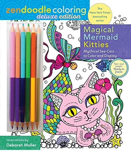 Zendoodle Coloring: Magical Mermaid Kitties: Deluxe Edition with Pencils