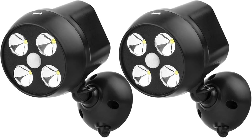 NICREW Battery LED Security Light 2pk PIR Motion Sensor Outdoor Wall Light