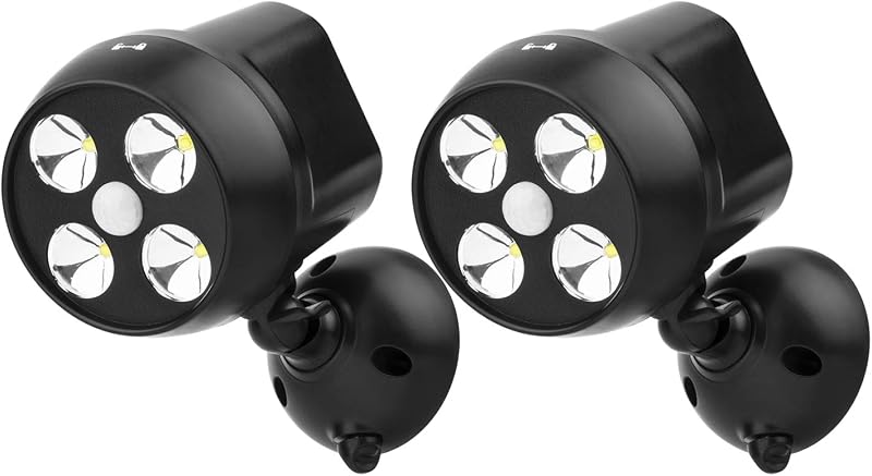 NICREW Battery LED Security Light 2pk PIR Motion Sensor Outdoor Wall Light