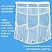 Smooth Trip Hanging Mesh Shower Organizer with Dispenser Pockets, 2 Movable Hanger Hooks and Plastic No-Rust Grommets