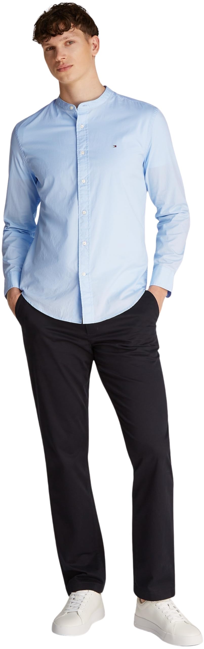 Tommy Hilfiger Herren Hemd Flex Poplin Solid Mao Regular Fit, Blau (Sweet Blue), L 3