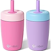 Fimibuke Kids & Toddler Cups Spill Proof, 12 OZ Insulated Sippy Cups for Toddlers Boys Girls, BPA-Free Toddler Straw Tumbler, Stainless Steel Kids Water Bottle with Twist Lids & Silicone Straw, 2 Pack