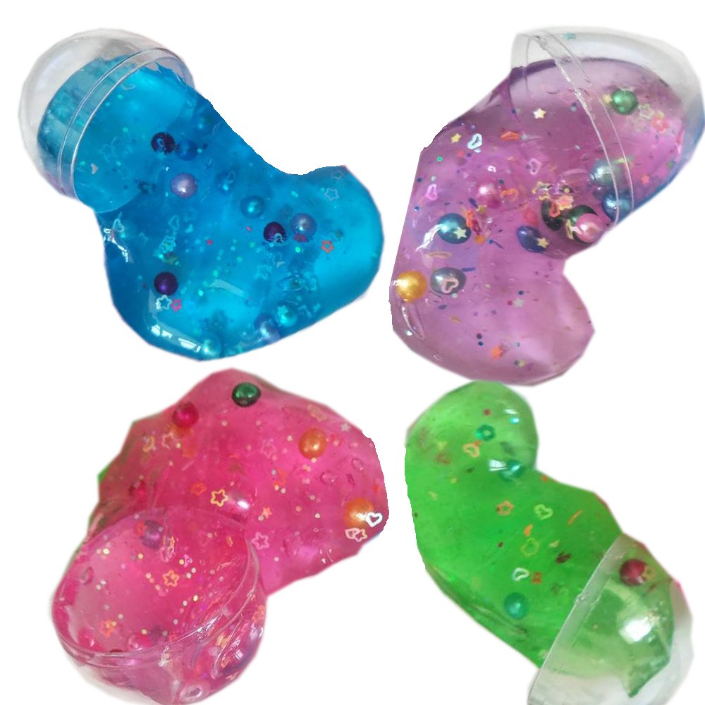 JPDX Clear slime putty Colorful Fluffy Slime Egg filled toys with Fruit Slices Galaxy Slime Scented Stress Relief Toy Sludge Toys For kids (7 Pack)