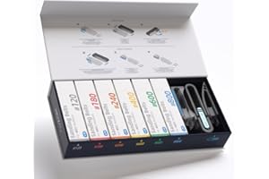 HOZO NeoBlock Premium Gift Combo – 1 Handle + 3 Swappable Heads (Basic, Pro, Expert) with 60Pcs Sanding Belts (120/180/240/400/600/800 Grit, 10 Each), Gift-Box Packaging for DIY & 3D Printing Lovers