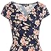 oxiuly Women's V-Neck Cap Sleeve Floral Casual Work Stretchy Swing Dress OX233 (S, Navy Blue Floral)