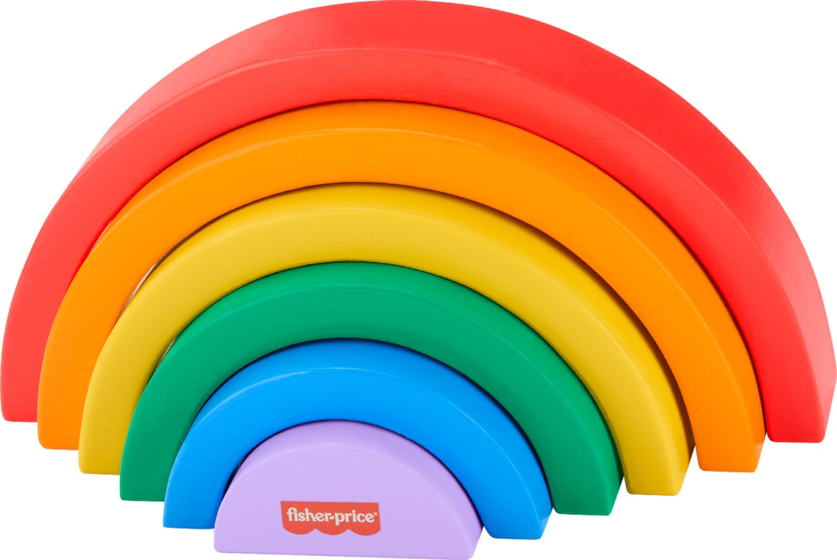 Fisher-Price Wood Toddler Toy Stacking Rainbow, 6 Colorful Wooden Pieces for Building Developmental Play Kids Ages 18+ Months