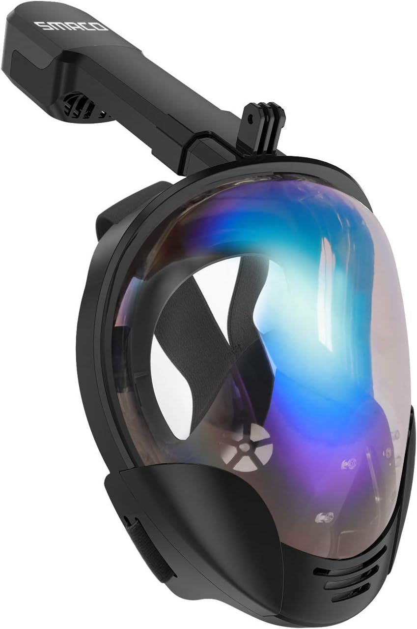 lululeague Newest Version Snorkeling Mask, Full Face Snorkel Mask with Detachable Camera Mount,Foldable 180 Panoramic View Anti-Fog Anti-Leak Respiratory Diving mask