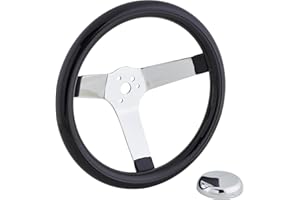 SPEEDWAY MOTORS Classic Solid Spoke Black Steering Wheel, 12 Inch