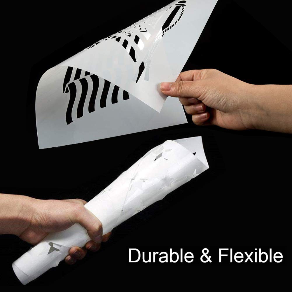 USTOP Plastic Stencil Template, 7PCS Stars U.S 50 Star Maps Flags 13 Star 1776 Stencils for Journal, Planner, Notebook, Wood, Paper, Fabric, Glass, and Wall Art Graffiti Drawing Painting