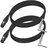 Seefeful (6.6 FT 2 Pack) Right Angle 6.35mm TRS to XLR Female, Right Angle 1/4" TRS to XLR 3Pin Female,for Speakers, Stage, DJ and More