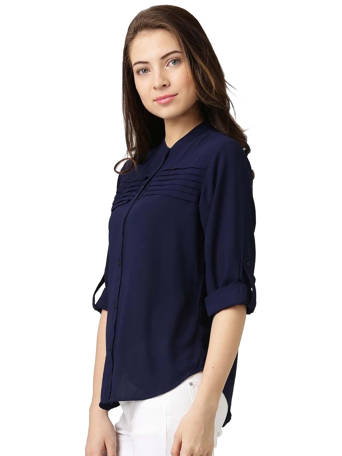 leriya fashion women's diamond crepe plain western wear shirts