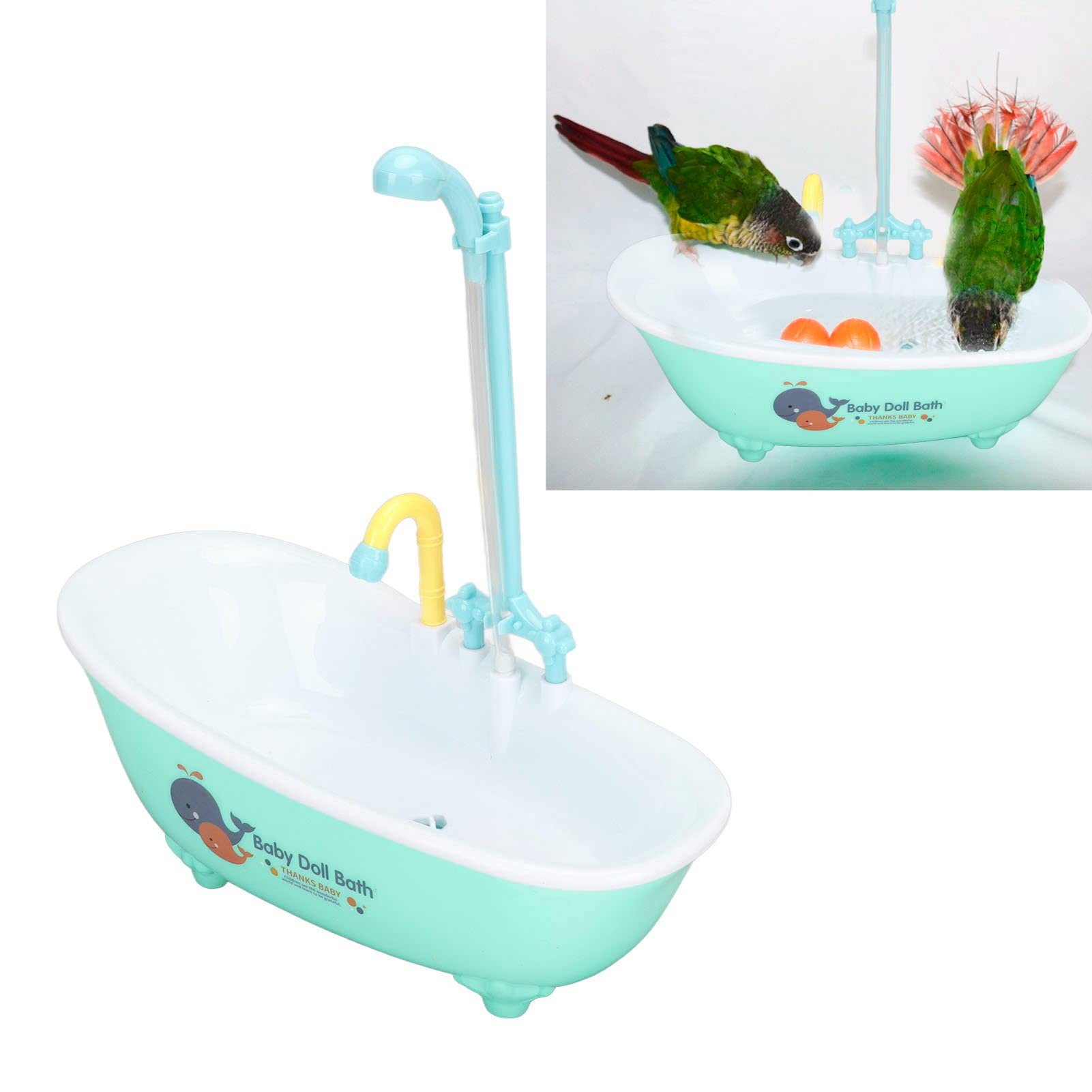 Tnfeeon Bird Bath With Faucet Multifunctional Shower Bathroom Bathtub Bird Bath for Small Parrots Parakeets Canaries and African Grey Parrots