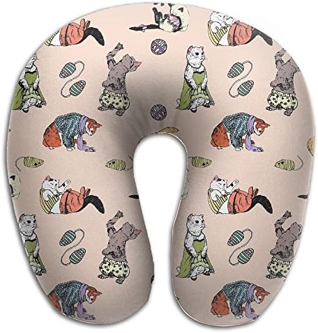 Lesi Yes U-Shape Neck Pillow Memory Foam Comfortable Cat Kitten Funny Indoor Outdoor Travel Airplane Car Office School