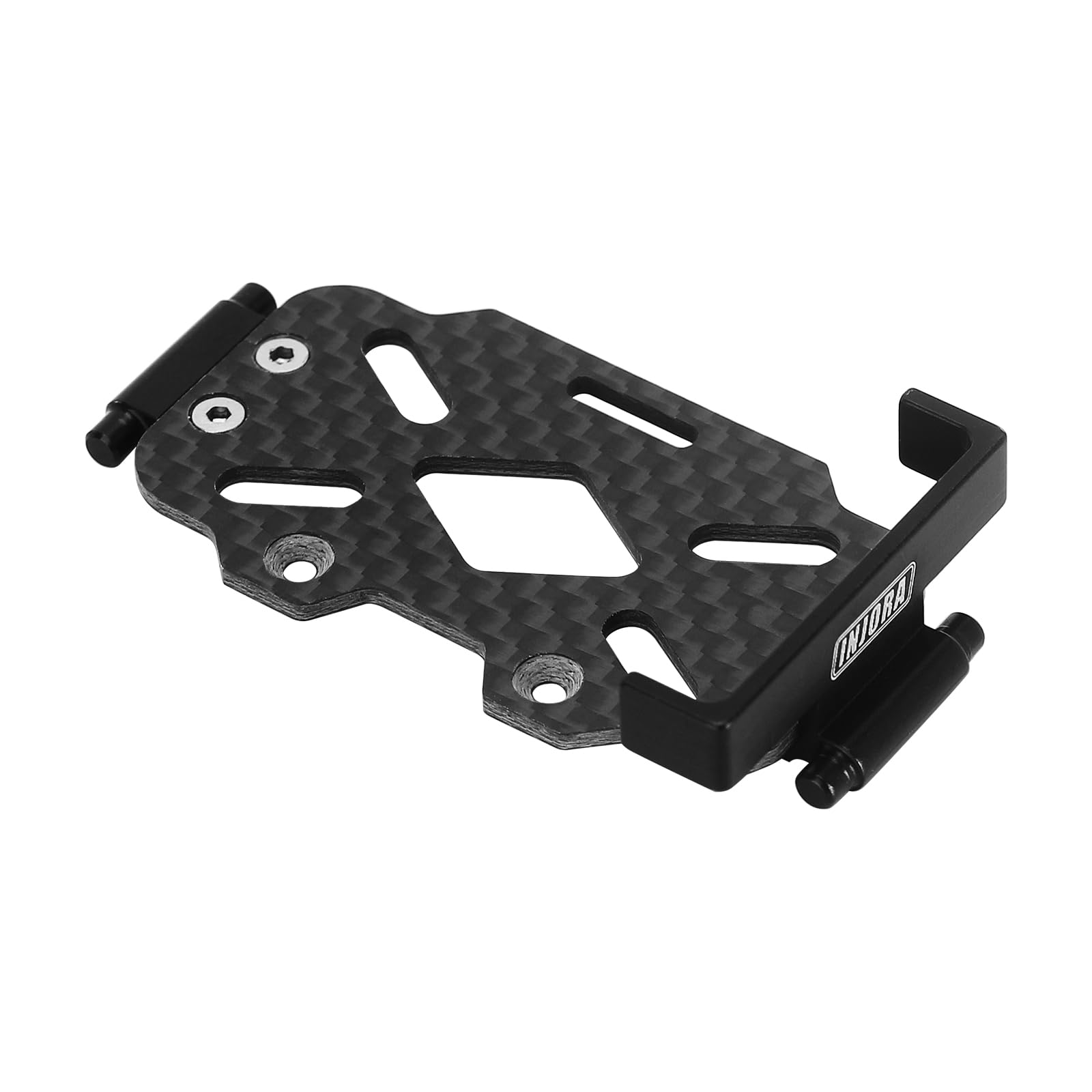 INJORA Battery Tray Carbon Fiber and Aluminum Battery Bracket for TRX4M Upgrade Defender Bronco K10 F150 1/18 RC Crawler