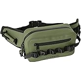 KEEFREE 2.2L Waterproof Waist Bag, Double-sided TPU Fanny Pack with Airtight Zipper Closure, Lightweight Tackle Bag for Fly Fishing Hiking Camping Kayaking (Green+Black)