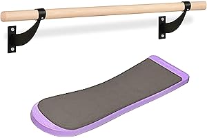 flybold Wall-Mounted Ballet Barre with Turning Board and Premium Wooden Bar - Home Workout and Dance Equipment - Rust, No Wobble - 4ft, 1.5ft Diameter - Multiple Colors