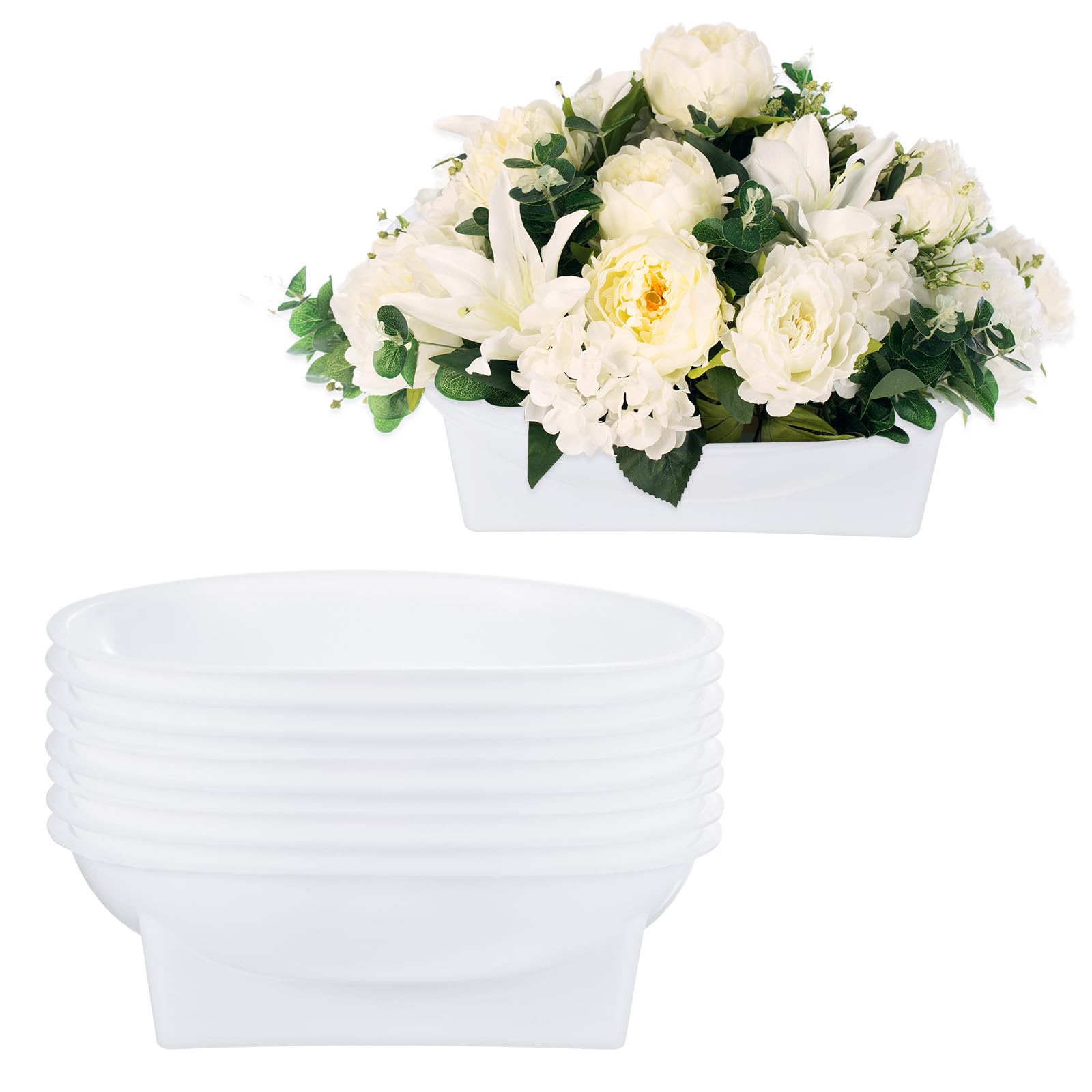 Photo 1 of M METERXITY 9-Pack Modern Round Floral Foam Bowls, 6.3 Inch, White Plastic, 85.73 Cubic Inches, Flower Vase