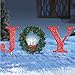 Collections Etc Outdoor Christmas Decorations, Holiday Joy with Wreath, Lighted Garden Stake