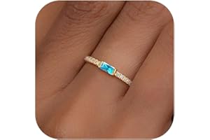 RLMOON Birthstone Gold Rings for Women Non Tarnish 14K Gold Plated Eternity Stackable Rings Dainty CZ Gemstone Engagement Rings Wedding Band Jewelry Gifts Size 4-10