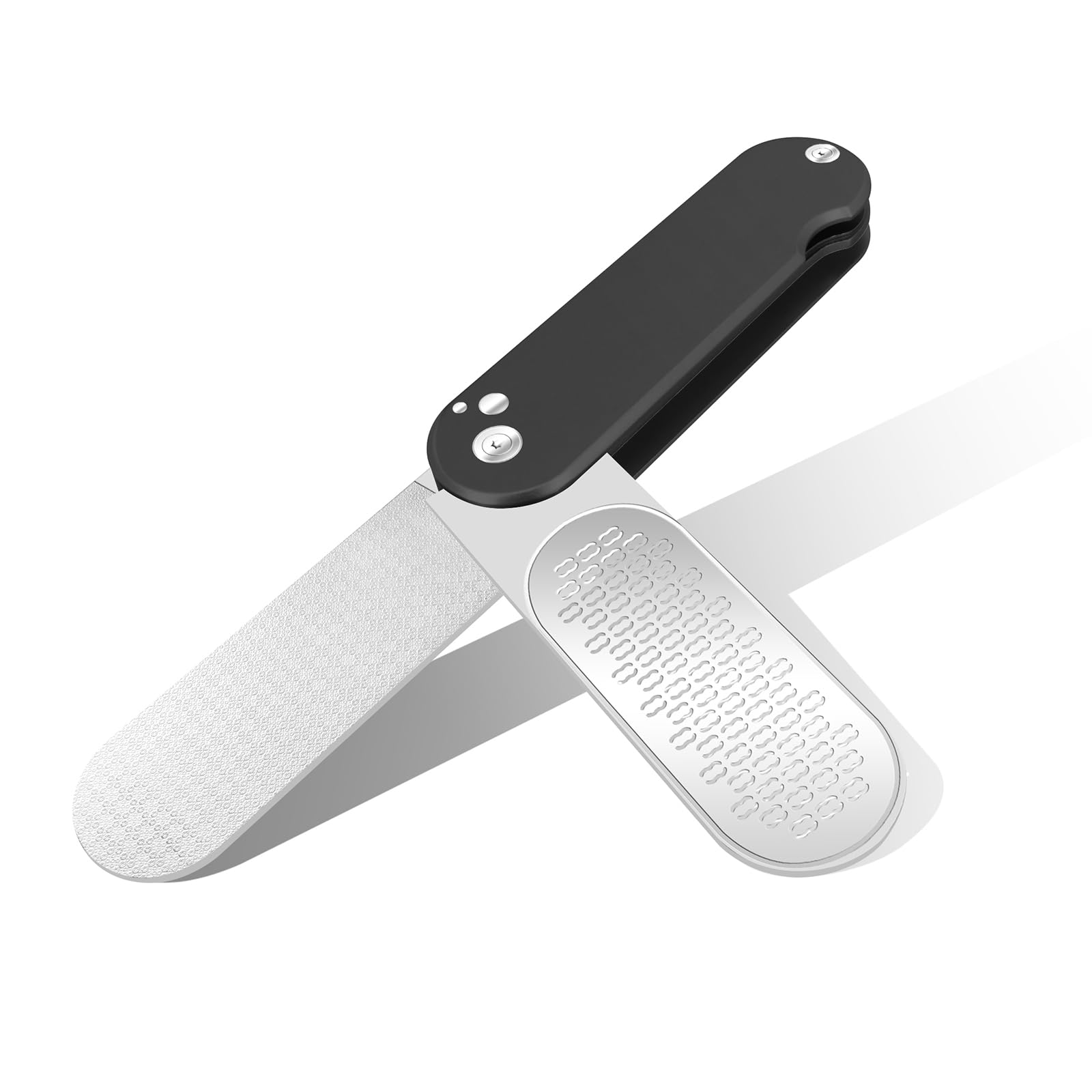 Foldable Foot Files for Hard Skin,3 In 1 Stainless Steel Pedicure Foot Rasp File Callus Remover,Heel Scraper for Cracked Heels,Foot Care Tool for Wet Dry Feet,Soft & Smooth Heels(Black)