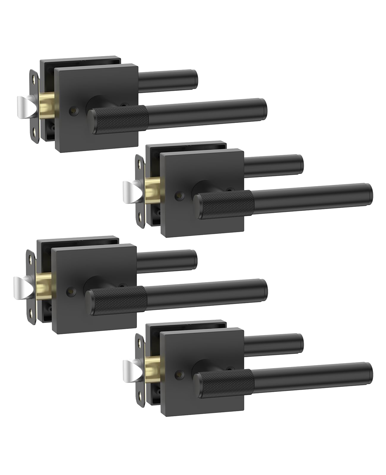 Photo 1 of Asidrama 4 Pack Passage Door Handles with Lock, Black Door Handles Interior for Bedroom or Bathroom, Heavy Duty Door Lever with Reversible Interior Door Handle for Left Right Sided Doors 123A