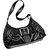 COOLOYA Women's Glossy PU Leather Top Handle Y2k Buckle Shoulder Bag Retro Punk Handbag Clutch Purse