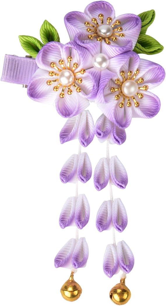 Amazon Co Jp Ninonly 髪飾り 和装 花 つまみ細工 成人式 七五三 浴衣 袴 着物 振袖 卒業式 結婚式 鈴付き 手作り ホーム キッチン