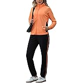 Marvmys Color Block Tracksuit for Women 2 Piece Outfits Fall Sweatsuits Zip Up Jogging Suit Long Sleeve Jogger Lounge Sets