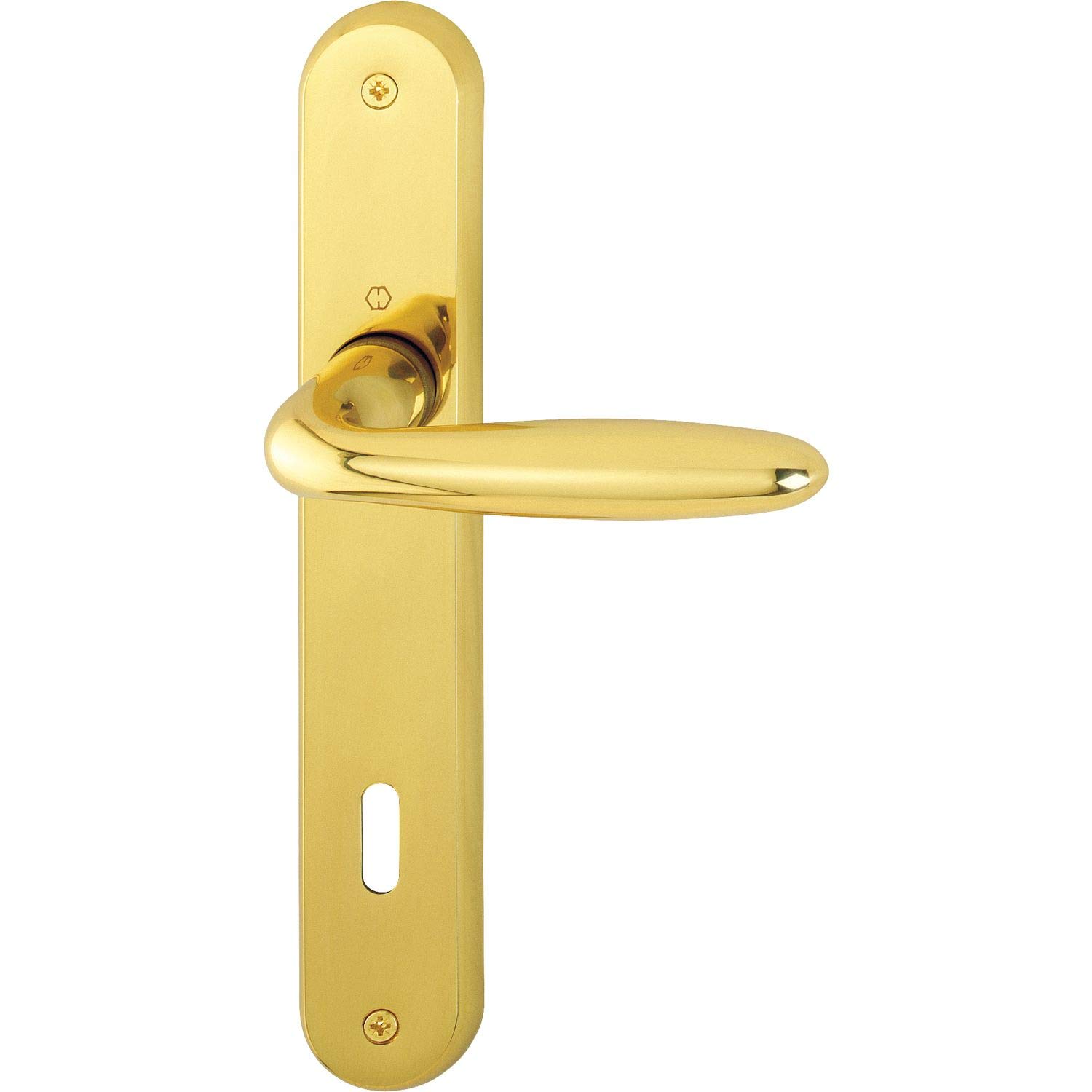 HOPPE Verona Handle Set on Plate BB 90, Polished Brass