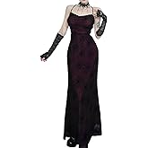 Insgoth Goth Spaghetti Strap Maxi Dress Women Punk Sleeveless Y2k Backless Grunge